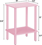 TUTOTAK End Table, Set of 2, Side Table, Nightstand, 2-Tier Storage Shelf, Sofa Table for Small Space, Living Room, Bed Room, Pink TB01BP035