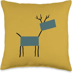 Cute Scandinavian Animals Designs Chic Deer Moose Scandinavian Elk Minimalism Reindeer Throw Pillow, 16x16, Multicolor