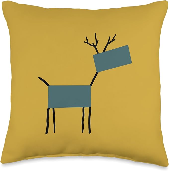 Cute Scandinavian Animals Designs Chic Deer Moose Scandinavian Elk Minimalism Reindeer Throw Pillow, 16x16, Multicolor