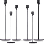 Matte Black Taper Candle Holder Set of 6, Tall Candlestick Holders, Metal Vintage Candle Stickers Long Holder Set, Pillar Decorative Candle Holder Fits 3/4 Inch Candle for Wedding, Dinner, Party