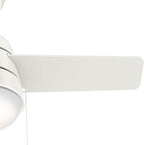 Hunter 36 inch Small Indoor Ceiling Fan with LED Light and Pull Chain - Modern Ceiling Fan, Standard Mount, 3 Blades, For Bedroom, Home Office, or Laundry Room, Quiet - Aker 59301, Fresh White