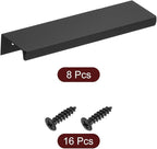 uxcell Cabinet Finger Edge Pull, 8pcs 120mm / 4.72" Aluminum Alloy Back Mount Hidden Cabinet Pulls Concealed Handle for Home Kitchen Drawer Cabinet, Black