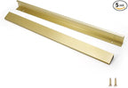 3 Pack 16" (400mm) Overall Length Overall Length Edge Finger Pull, Brushed Brass Aluminium Hidden Furniture Wardrobe Cabinet Drawer Pull Long Concealed Furniture Closet Door Handle, 3699S
