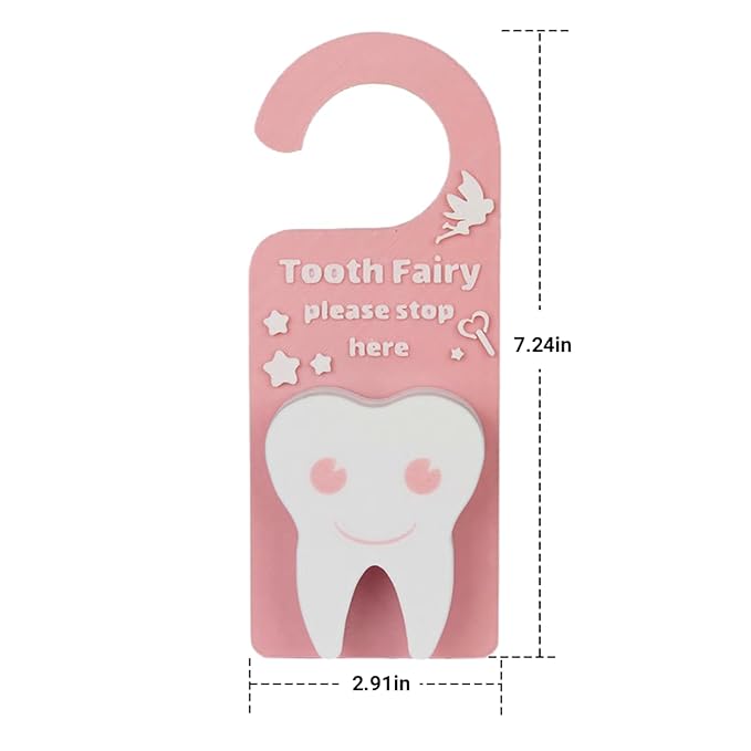 Tooth Fairy Tooth Holder Box Tooth Fairy Door Hanger with Money Box Keepsake Tooth Fairy Box Encourage Gifts for Lost Teeth Boy Girl Milk Teeth (Hot Pink)