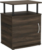 Furinno JAYA End Side Sofa Table/Nightstand with Door, 2-Pack, PVC Tubes, Columbia Walnut/Black
