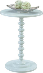 Convenience Concepts Palm Beach Spindle 17.75" Traditional Round End Living Room, Turned Solid Wood Side, Classic Display Pedestal Table, Sea Foam Blue