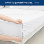 Full Size Air Mattress Sheet Set - 3 Pieces Extra Deep Pocket Full Sheet Set 16 to 24 inch - Sheets with Pocket on Side - Easily Fits Extra Deep Pillow Top Air Mattress-White