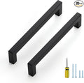 Ravinte 20 Pack Square Cabinet Pulls 6-1/4 Inch Black Kitchen Cabinet Handles Matte Black Kitchen Hardware for Drawer Pulls Drawer Handles Come with Screwdriver