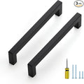Ravinte 3 Pack Black Cabinet Pulls 6-1/4 Inch Square Kitchen Cabinet Handles Matte Black Kitchen Hardware for Drawer Pulls Drawer Handles Come with Screwdriver