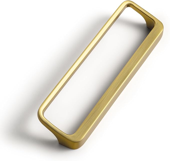Goo-Ki Brushed Gold Cabinet Pulls with Hole Center 5''(128MM),Modern Zinc Alloy Finger Pulls for Drawer,Wardrobe,Cupboard,6 Pack