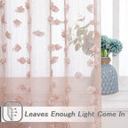 MYSKY HOME Pom Pom Pink Sheer Curtains for Bedroom Girls Room Dusty Rose Curtains 72 Inches Long for Nursery Kids Light Filtering Boho Window Drapes, Rod Pocket, 52" Wide, 2 Panels