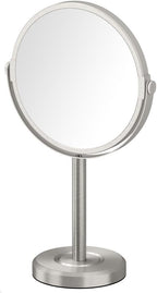 Gatco 1386SN Latitude II Minimalist Bathroom Counter Top Vanity, 3x Magnification Makeup Mirror, 12.5" Height, Satin Nickel
