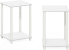 Furinno Turn-N-Tube Side Table Set of 2, 2-Tier Stackable End Table with Open Shelf, Toolless Night Stand, Bedside Table, for Living Room, Bedroom, White