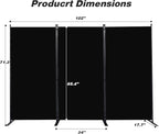 Room Divider, 3 Panel Folding Privacy Screens with Wider Support Feet, 6 Ft Portable Room Partition for Room Separator, 102" W X 71" H, Black