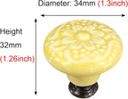 HUAMULAN Cabinet Knobs Glossy Ceramic Dresser Mushroom Table Drawer Cupboard Pull Furniture DIY Wardrobe Solid Color Vintage Handle,with 3 Size Mounting Screws