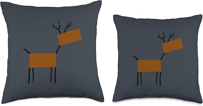Cute Scandinavian Animals Designs Chic Deer Moose Scandinavian Elk Minimalism Reindeer Throw Pillow, 18x18, Multicolor