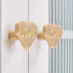 4Pcs Brass Knobs for Kids Cute Decorative Handles for Boys and Girls (Heart)