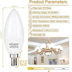 comzler Type B LED Bulb E12 Small Base, 4000K Natural Daylight Candelabra LED Light Bulbs, 60 Watt Equivalent Chandelier E12 LED Bulb for Ceiling Fan 600 Lumens No-Dimmable Pack of 8