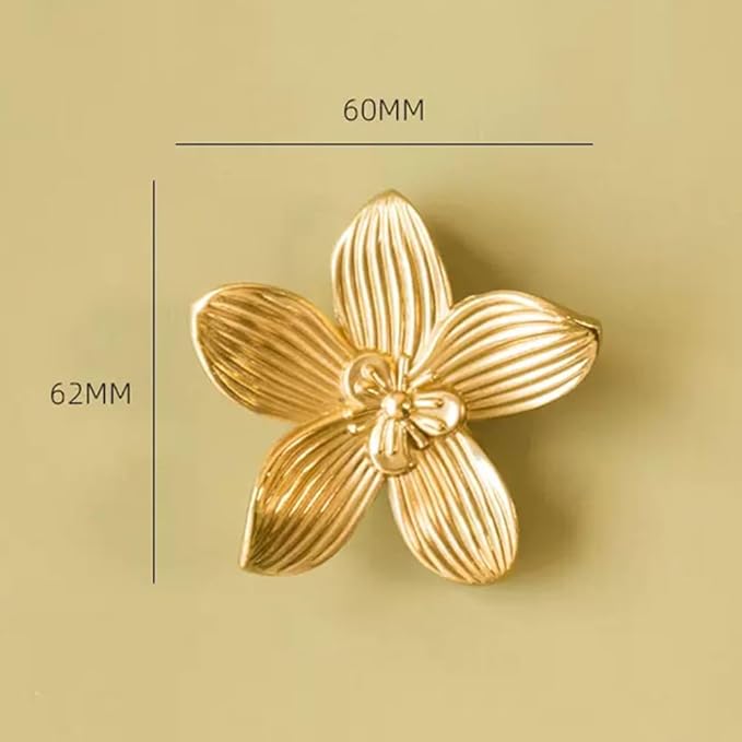 Petal Knobs Brushed Gold Cabinet Knob, Dresser Drawers Cute Handle Hardware Door Pulls, 4 Pack Flower Knobs – for Furniture, Vanity