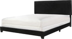 Crown Mark Erin Upholstered Panel Bed in Black, Full