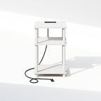 Furinno JUST Night Stand, 3-Tier Turn-N-Tube Nightstand with Charging Station, Bedside Table, End Table, Side Table with USB and Type-C Charging Port, for Bedroom, Living Room, White