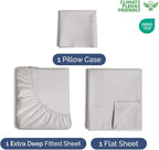 Twin 4 Piece Sheet Set - Comfy Breathable & Cooling - Ultra-Soft Hotel Luxury Bedding Set w/ 8-16 Inch Deep Pockets - 1 Flat & 1 Fitted Sheet & 2 Pillowcases - Wrinkle Free & Easy Care - French Grey