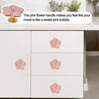 4 pcs Petal Knob Handle Unique Zinc Alloy Flower Shape Single Hole Knob Handle for Cabinets,Drawers, Wardrobes Furniture Decoration(Pink)