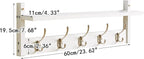 YMYNY Coat Rack Shelf Wall Mounted, Coat Hooks Set of 2, Entryway Coat Hanger with 10 Hooks, 47.2" Wall Floating Shelf with Hat Rack, for Kitchen, Bedroom, Bathroom, White HWS004W-2