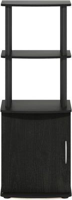 Furinno Turn-N-Tube Tall TV Entertainment Side Table Display Rack with Storage Cabinet, 2-Tier, Blackwood/Black