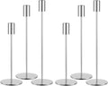 Set of 6 Silver Taper Candle Holders, Metal Silver Candlestick Holders, Tall Candle Holder, Fits 3/4 inch Thick Candle&Led Candles, for Table Centerpiece, Wedding, Dinning, Party Home Decor