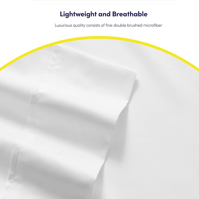 Full Size Bed Sheets - 6 Piece 1500 Supreme Collection Fine Brushed Microfiber Deep Pocket Full Sheet Set Bedding - 2 Extra Pillow Cases, Great Value, Full, White