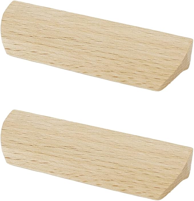 2Pcs Unfinished Wood Solid Furniture Pulls Handles,Unfinished Unpainted Paintable Wooden Handles Cupboard Closet Drawer Handle Pull,Length 3.54",Hole Dis.2.52"