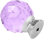 12 Pcs 30mm Round Shape Crystal Glass Cabinet Knobs with Screws Drawer Knob Pull Handle Used for Kitchen, Dresser, Door, Cupboard(Purple)