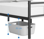 Yaheetech Queen Bed Frames Metal Platform Bed with Headboard&Footboard for Bedrooms/No Box Spring Needed/Easy Assembly/Underbed Space: 12.6’’/Black Queen Bed