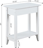 Convenience Concepts American Heritage Flip Top End Table 23.25" - Classic Narrow Chairside Accent with Hidden Storage & Lower Shelf for Traditional, Modern Living Room, White