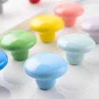HUAMULAN 15PCS Glossy Ceramic Knobs Button Round Mushroom Cabinet Dresser Vintage Pulls Door Handles Cupboard Wardrobe Drawer, Dia. 1.5 inch 38mm