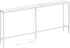 SUPERJARE 70 Inch Console Table with Outlet, Sofa Table with Charging Station, Narrow Entryway Table, Skinny Hallway Table, Behind Couch Table, for Living Room, White