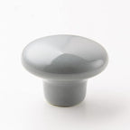 HUAMULAN 15PCS Glossy Ceramic Knobs Button Round Mushroom Cabinet Dresser Vintage Pulls Door Handles Cupboard Wardrobe Drawer, Dia. 1.5 inch 38mm, Gray