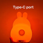 WHA&DARREN Large Rabbit Night Light for Kids,Cute Baby Night Light, Silicone Bedside Lamp,Sleep LED Lights, Eye Caring, Adjustable Brightness & Color, Time Setting, Touch Control & Remote Control