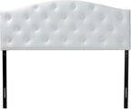Baxton Studio Myra Modern and Contemporary Full Size White Faux Leather Upholstered Button-Tufted Scalloped Headboard