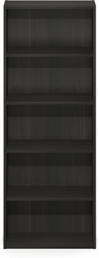 Furinno Basic Book Shelf, 5-Tier Bookshelf, Cube Storage Organizer Bookcase with Open Shelf, 7 x 17 x 44, for Living Room, Bedroom, Home Office, Espresso
