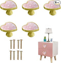 6 pcs Butterfly Shape Knobs Handle Gold Cabinet Knobs Decoration Door Handle Single Hole Handles Cabinet Drawer Dresser Kitchen Wardrobe Furniture Hardware Pulls (Pink Love)