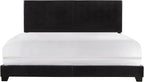 Crown Mark Erin Upholstered Panel Bed in Black, King