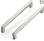 JOY DECOR 6 Pack Cabinet Handles, Brushed Nickel Cabinet Pulls, 7-1/2 Inch Kitchen Closet Handles Square Drawer Pulls Stainless Steel Drawer Hardware, 192mm Hole Centers
