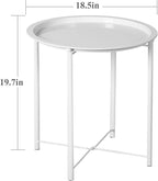 VECELO Side/End Table, Folding Round Metal Anti-Rust and Waterproof Outdoor or Indoor Tray for Living Room Bedroom Balcony and Office, 2 PCS, Beige