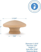 Woodpeckers Wood Knobs 1-3/4 inch, Pack of 25 Unfinished Small End Grain Wooden Knobs for Cabinets, Dressers, Drawer Pull, Furniture Replacement Knob, and Crafts