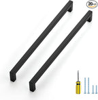 Ravinte 20 Pack Black Cabinet Pulls 11-1/3 Inch Square Kitchen Cabinet Handles Matte Black Kitchen Hardware for Drawer Pulls Drawer Handles Come with Screwdriver