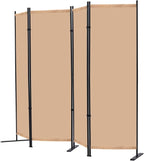RANTILA 4 Panel Room Divider, 6 FT Folding Privacy Screen with Wide Feet, Freestanding Partition for Room Separation, Portable Room Divider Panel, 89" W x 71" H, Beige