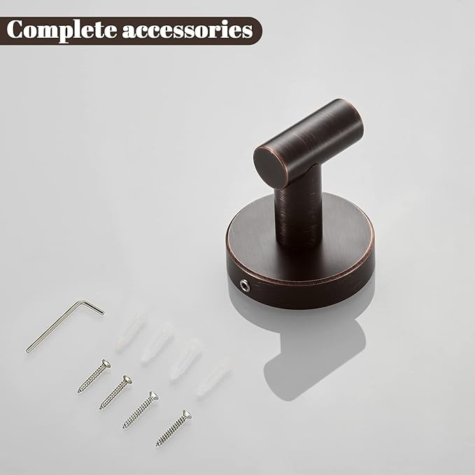 BigBig Home Bronze Towel Hooks, Bathroom Robe Hook Oil Rubbed, Bath Farmhouse Coat Clothes Hook Wall Mounted Rustic for Kitchen