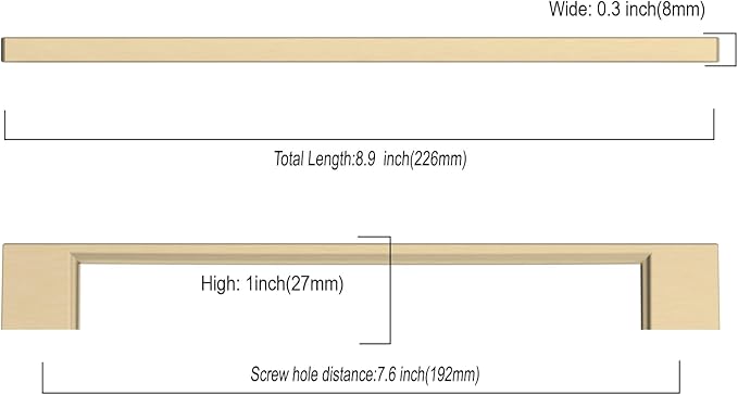 10 Pack Brushed Gold Cabinet Pulls 7.5 Inch Handles for Kitchen Cabinets, Brass Dresser Pulls, Hardware